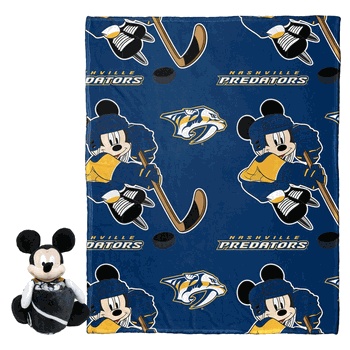 NHL Nashville Predators Ice Mickey Mouse Hugger & Silk Touch Throw Blanket Set 40x50 Inches