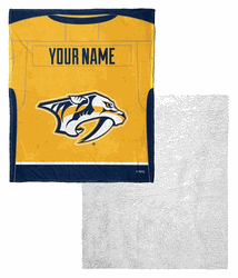 NHL Nashville Predators Jersey Personalized Silk Touch Sherpa Throw Blanket 50x60 Inches