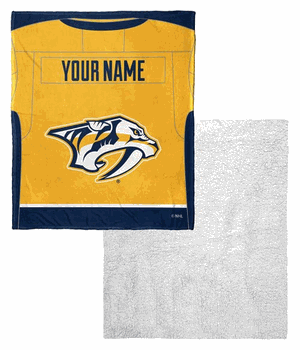 NHL Nashville Predators Jersey Personalized Silk Touch Sherpa Throw Blanket 50x60 Inches