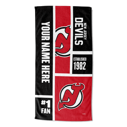 NHL New Jersey Devils Colorblock Personalized Beach Towel 30x60 Inches