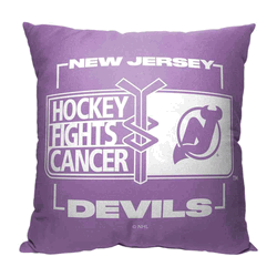 NHL New Jersey Devils Hockey Fights Cancer Fight For Throw Pillow 18x18 Inches