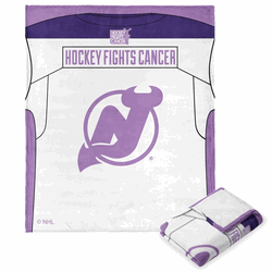 NHL New Jersey Devils Hockey Fights Cancer Jersey Silk Touch Throw Blanket 50x60 Inches