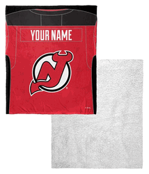 NHL New Jersey Devils Jersey Personalized Silk Touch Sherpa Throw Blanket 50x60 Inches