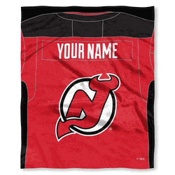 NHL New Jersey Devils Jersey Personalized Silk Touch Throw Blanket 50x60 Inches