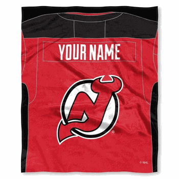 NHL New Jersey Devils Jersey Personalized Silk Touch Throw Blanket 50x60 Inches