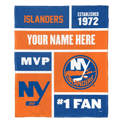 NHL New York Islanders Colorblock Personalized Silk Touch Throw Blanket 50x60 Inches