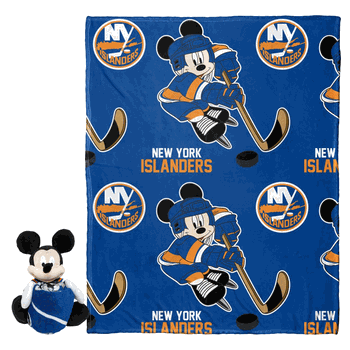 NHL New York Islanders Ice Mickey Mouse Hugger & Silk Touch Throw Blanket Set 40x50 Inches
