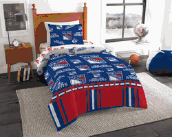 NHL New York New York Rangers Rotary Twin Bed In a Bag Set