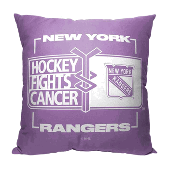 NHL New York Rangers Hockey Fights Cancer Fight For Throw Pillow 18x18 Inches