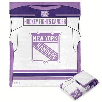 NHL New York Rangers Hockey Fights Cancer Jersey Silk Touch Throw Blanket 50x60 Inches