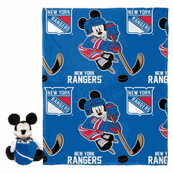 NHL New York Rangers Ice Mickey Mouse Hugger & Silk Touch Throw Blanket Set 40x50 Inches