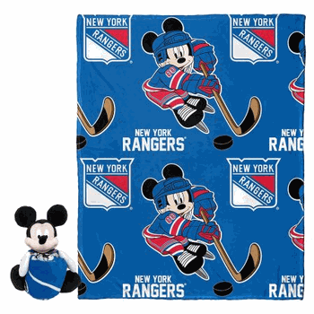 NHL New York Rangers Ice Mickey Mouse Hugger & Silk Touch Throw Blanket Set 40x50 Inches