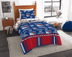 NHL New York Rangers Rotary Bed in a Bag Set Twin