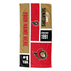NHL Ottawa Senators Colorblock Personalized Beach Towel 30x60 Inches