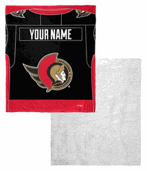 NHL Ottawa Senators Jersey Personalized Silk Touch Sherpa Throw Blanket 50x60 Inches