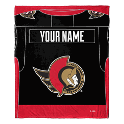NHL Ottawa Senators Jersey Personalized Silk Touch Throw Blanket 50x60 Inches