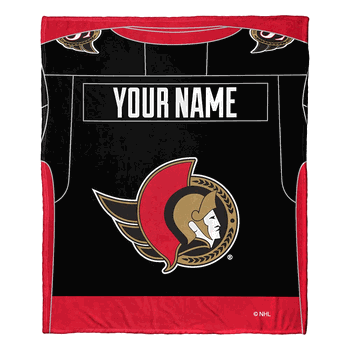 NHL Ottawa Senators Jersey Personalized Silk Touch Throw Blanket 50x60 Inches