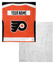 NHL Philadelphia Flyers Jersey Personalized Silk Touch Sherpa Throw Blanket 50x60 Inches