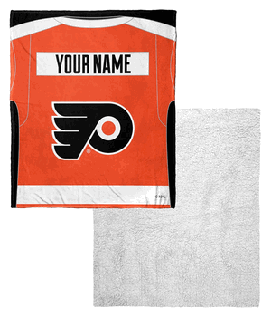 NHL Philadelphia Flyers Jersey Personalized Silk Touch Sherpa Throw Blanket 50x60 Inches