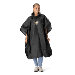 NHL Pittsburgh Penguins Logo Black Pullover Poncho with Mesh Bag 49�44 inches