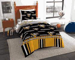 NHL Pittsburgh Pittsburgh Penguins Rotary Twin Bed In a Bag Set