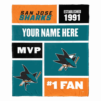 NHL San Jose Sharks Colorblock Personalized Silk Touch Throw Blanket 50x60 Inches