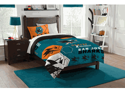 NHL San Jose Sharks Hexagon Comforter and Sham Set Twin
