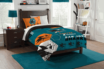 NHL San Jose Sharks Hexagon Comforter and Sham Set Twin