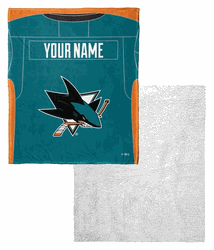 NHL San Jose Sharks Jersey Personalized Silk Touch Sherpa Throw Blanket 50x60 Inches