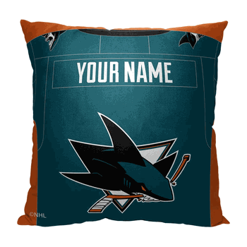 NHL San Jose Sharks Jersey Personalized Throw Pillow 18x18 Inches