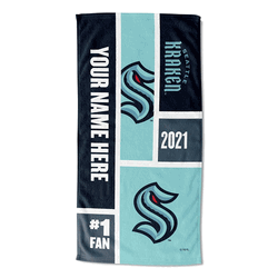 NHL Seattle Kraken Colorblock Personalized Beach Towel 30x60 Inches