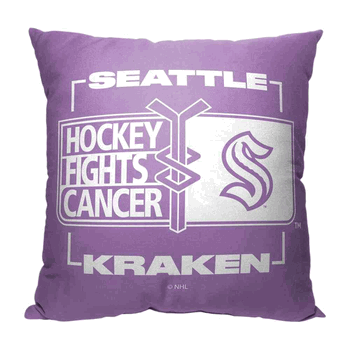 NHL Seattle Kraken Hockey Fights Cancer Fight For Throw Pillow 18x18 Inches