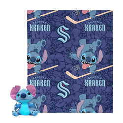 NHL Seattle Kraken Slapstick Stitch Hugger Pillow & Silk Touch Throw Blanket Set 40x50 Inches