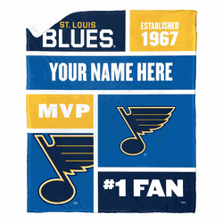 NHL St. Louis Blues Colorblock Personalized Silk Touch Sherpa Throw Blanket 50x60 Inches