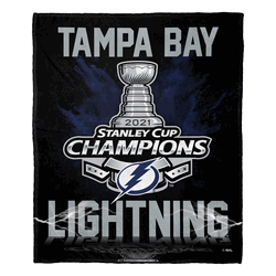 NHL Tampa Bay Lightning 2021 Stanley Cup Champ Silk Touch Throw Blanket 50x60 Inches