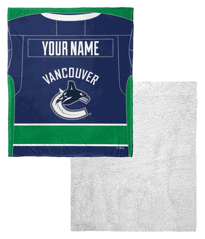 NHL Vancouver Canucks Jersey Personalized Silk Touch Sherpa Throw Blanket 50 x 60 Inches