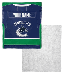 NHL Vancouver Canucks Jersey Personalized Silk Touch Sherpa Throw Blanket 50 x 60 Inches