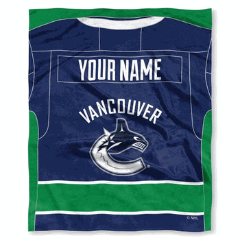 NHL Vancouver Canucks Jersey Personalized Silk Touch Throw Blanket 50x60 Inches