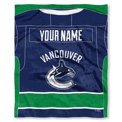 NHL Vancouver Canucks Jersey Personalized Silk Touch Throw Blanket 50x60 Inches