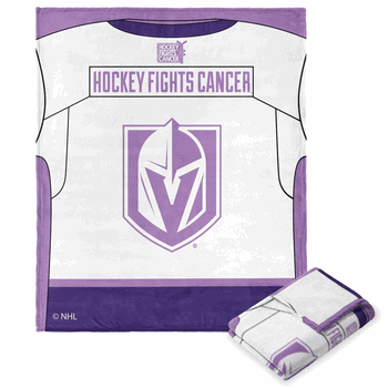 NHL Vegas Golden Knights Hockey Fights Cancer Jersey Silk Touch Throw Blanket 50x60 Inches
