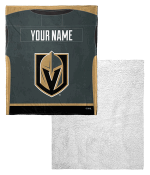 NHL Vegas Golden Knights Jersey Personalized Silk Touch Sherpa Throw Blanket 50x60 Inches