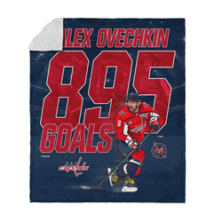 NHL Washington Capitals Alex Ovechkin 895 Goals Silk Touch Sherpa Throw Blanket 50 x 60 inches