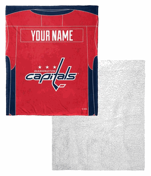 NHL Washington Capitals Jersey Personalized Silk Touch Sherpa Throw Blanket 50x60 Inches