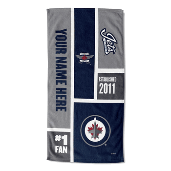 NHL Winnipeg Jets Colorblock Personalized Beach Towel 30x60 Inches