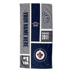 NHL Winnipeg Jets Colorblock Personalized Beach Towel 30x60 Inches