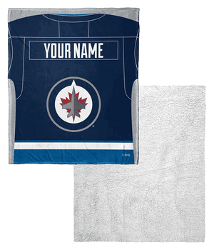 NHL Winnipeg Jets Jersey Personalized Silk Touch Sherpa Throw Blanket 50x60 Inches