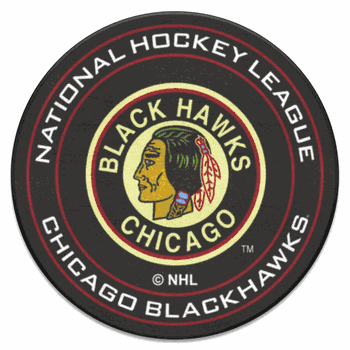 NHLRETRO Chicago Blackhawks Hockey Puck Rug - 27in. Diameter