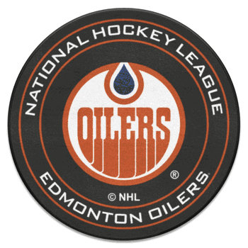 NHLRETRO Edmonton Oilers Hockey Puck Rug - 27in. Diameter