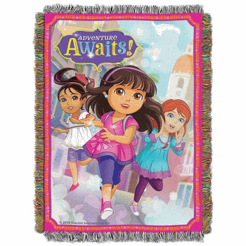Nickelodeon Dora the Explorer Dora Adventure Awaits Woven Tapestry Throw 48x60 Inches