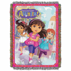 Nickelodeon Dora the Explorer Dora Adventure Awaits Woven Tapestry Throw 48x60 Inches